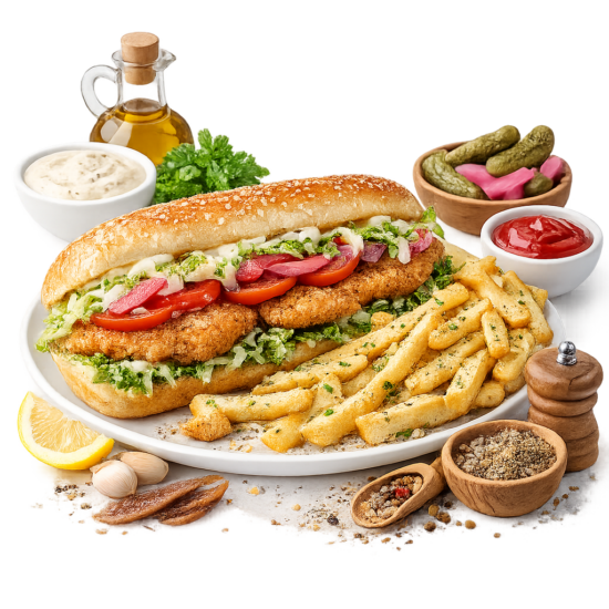 Chicken Pane Sandwich And Fries