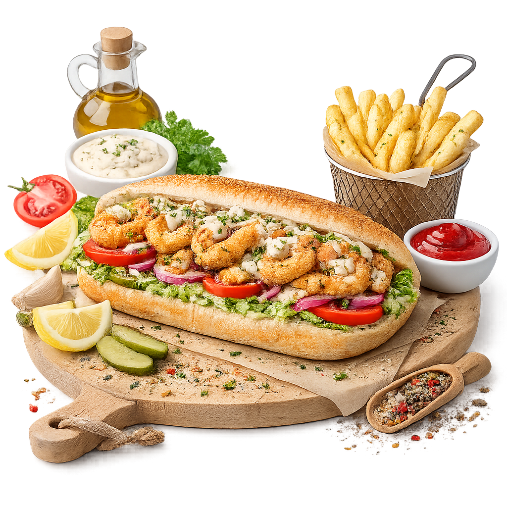 Grilled Shrimp Sandwich And Fries