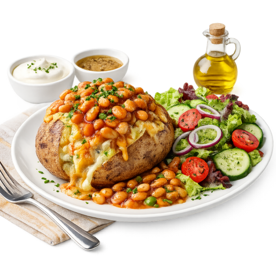 Cheese And Beans Jacket Potato With Side Salad
