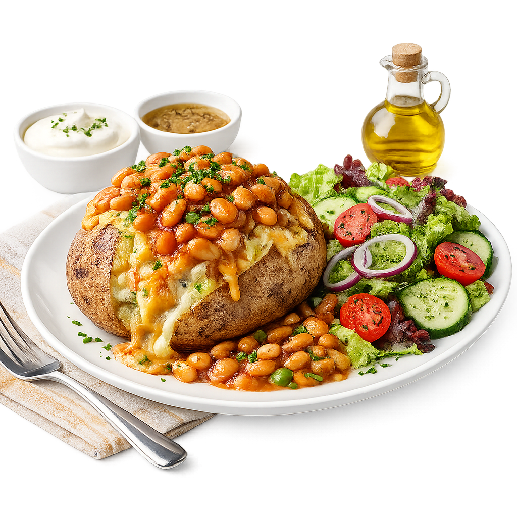 Cheese And Beans Jacket Potato With Side Salad