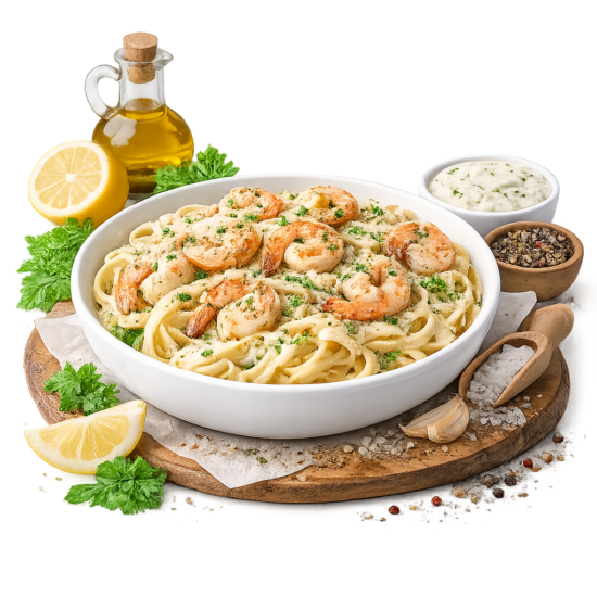 Shrimp Pasta In White Sauce