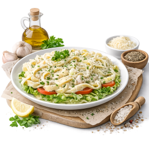 Fettuccine Alfredo with fresh ingredients