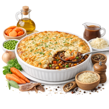 Traditional cottage pie with vegetables